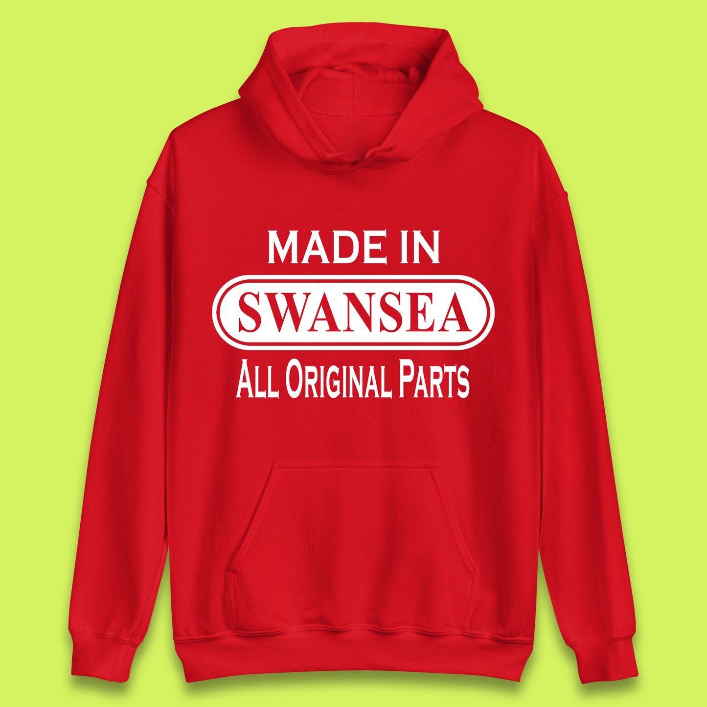 Made In Swansea All Original Parts Vintage Retro Birthday Coastal City Of Wales Gift Unisex Hoodie