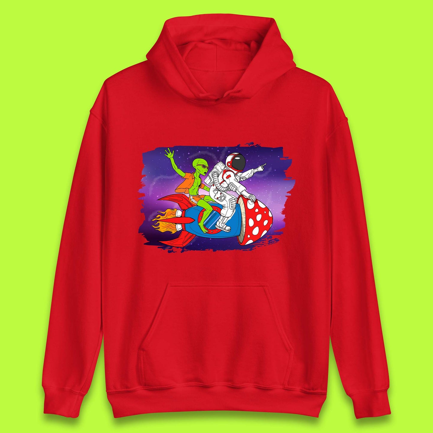 Alien & Astronaut Rocket Ship Unisex Hoodie