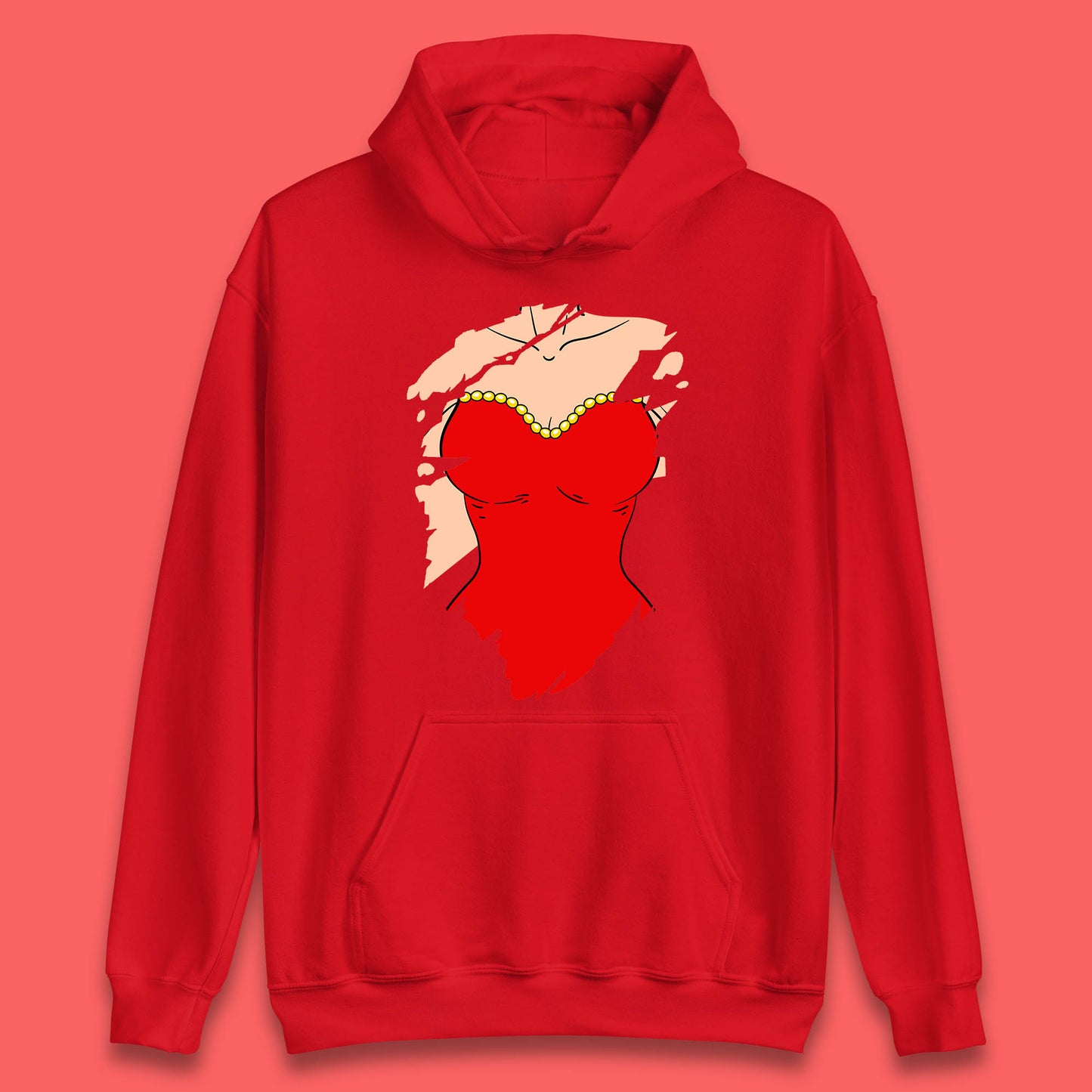 Beautiful Sexy Glamour Blonde Girl Stylish Trendy Dressing In Red Mini Dress Unisex Hoodie