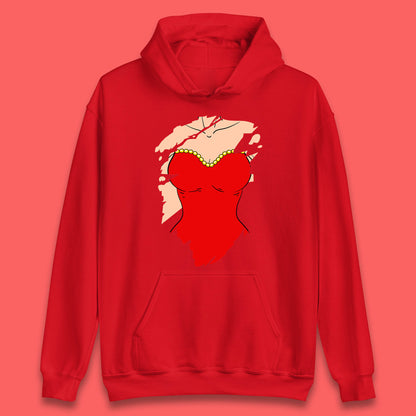 Beautiful Sexy Glamour Blonde Girl Stylish Trendy Dressing In Red Mini Dress Unisex Hoodie