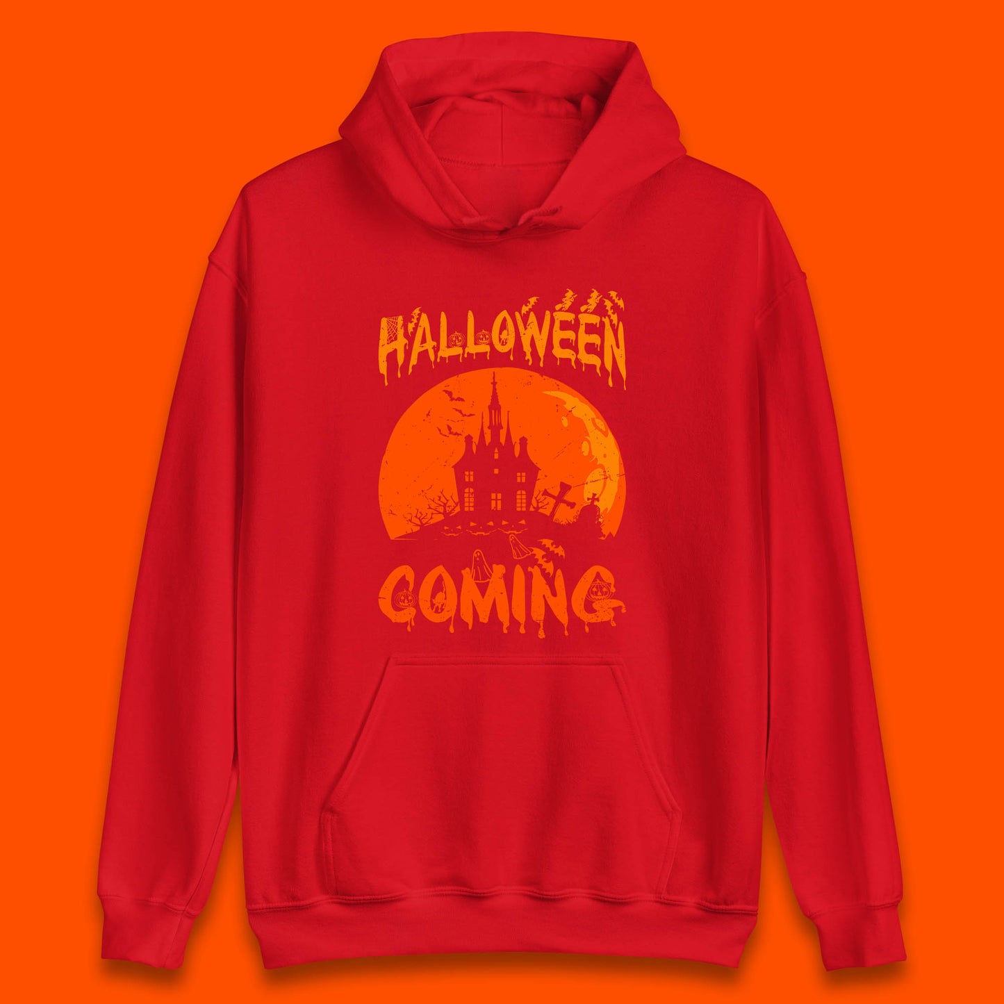 Halloween Coming Horror Scary Ghost Haunted House Spooky Season Unisex Hoodie