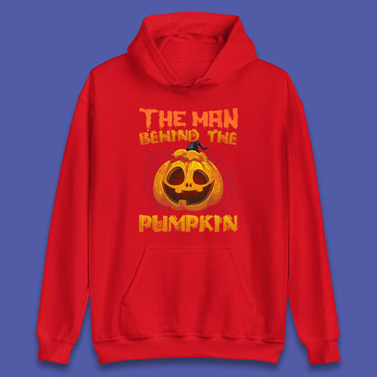 The Man Behind The Pumpkin Halloween Pregnancy Baby Announcement New Dad Gift Unisex Hoodie