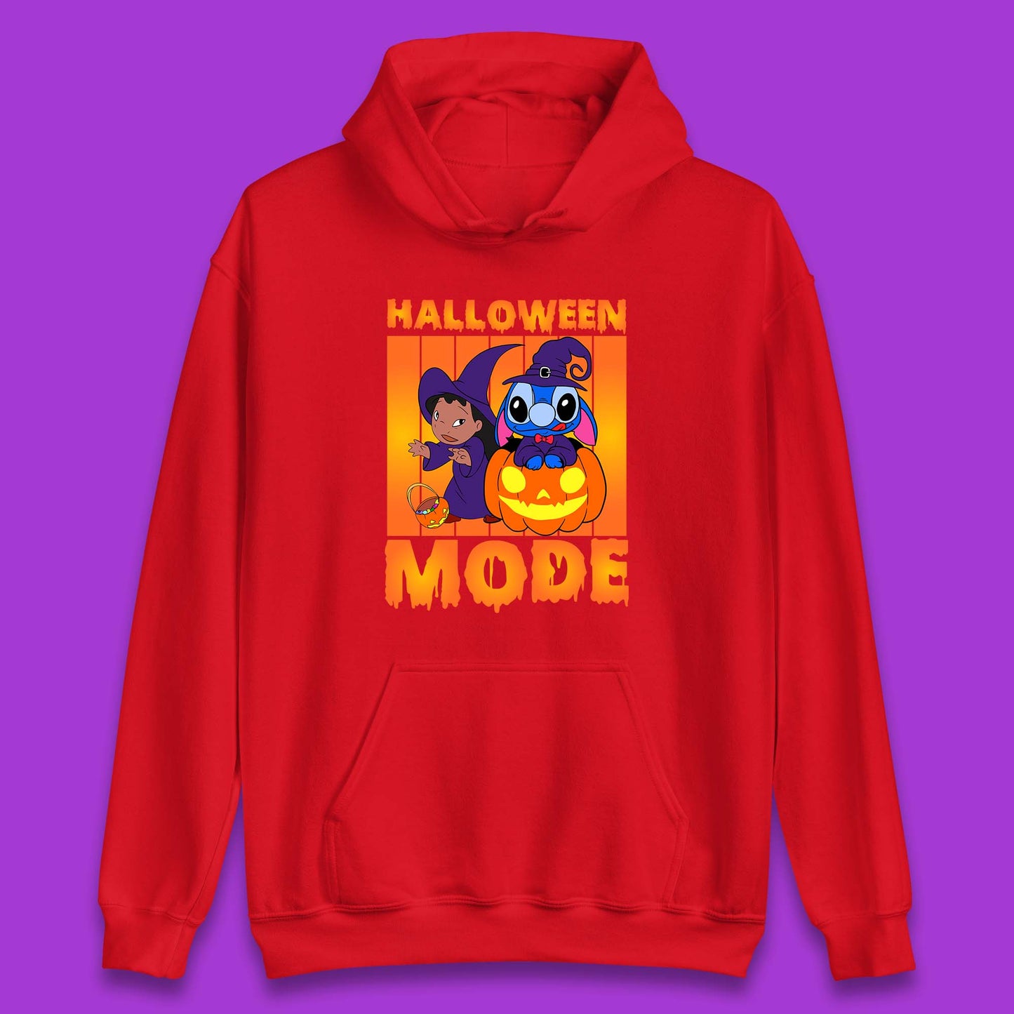 Halloween Mode Disney Lilo & Stitch Halloween Pumpkin Witch Hat Stitch Spooky Disneyland Trip Unisex Hoodie