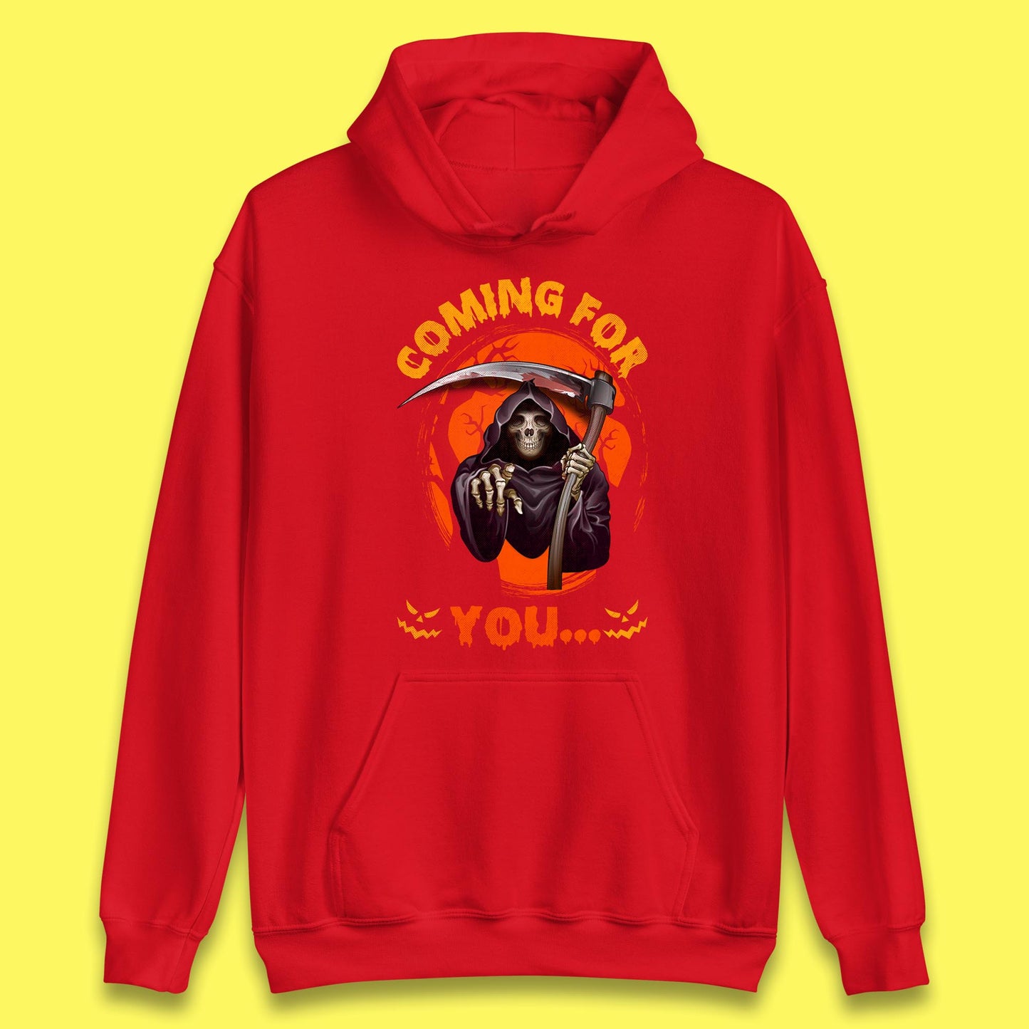 Coming For You Grim Reaper Halloween Skeleton With Scythe Halloween Ghost Unisex Hoodie