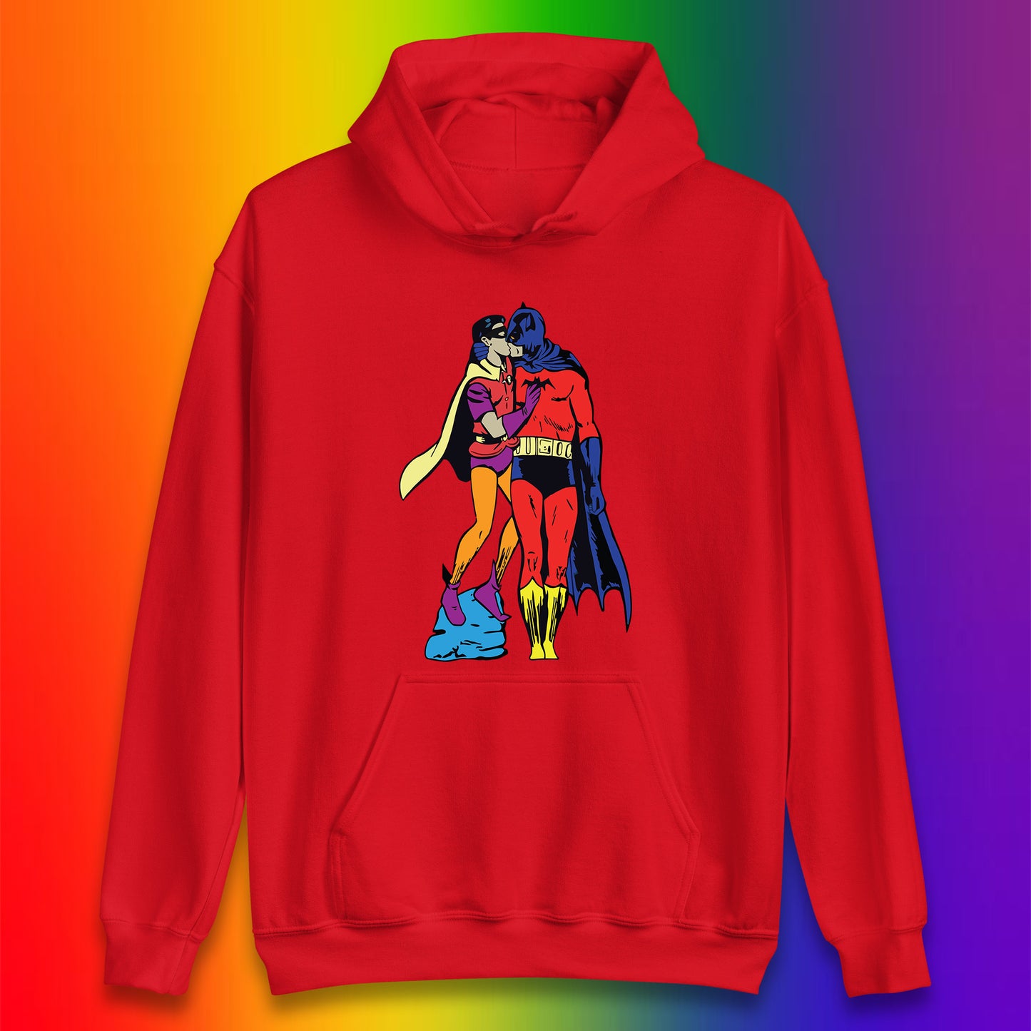 Batman X Robin Superhero Kiss Gay Pride LGBT Gay Bat Superheros Film DC Comics Unisex Hoodie