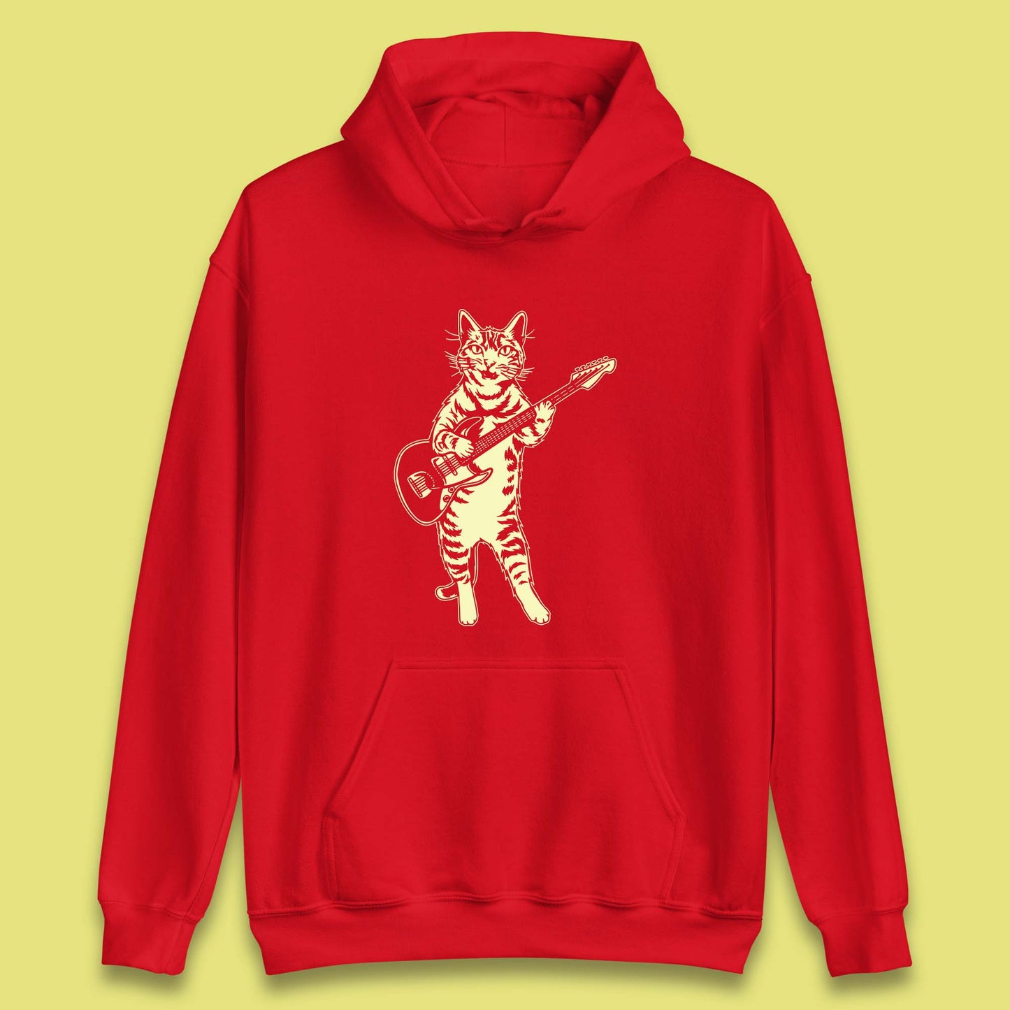 Rock Cat Playing Guitar Musician Guitarist Cat Music Lovers Unisex Hoodie