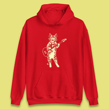 Rock Cat Playing Guitar Musician Guitarist Cat Music Lovers Unisex Hoodie