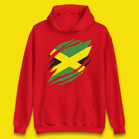 Distressed Jamaica Flag Jamaica Flag Caribbean Islander Sun Marley Kingston Jamaican Pride Patriotism Unisex Hoodie