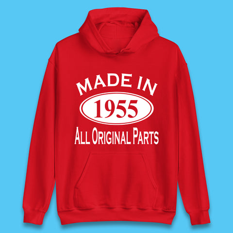 Made In 1955 All Original Parts Vintage Retro 68th Birthday Funny 68 Years Old Birthday Gift Unisex Hoodie