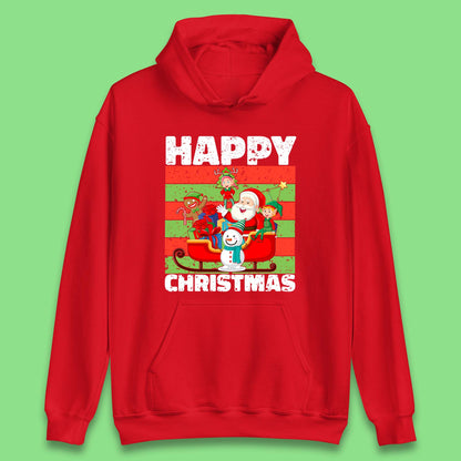 santa and friends on sleigh christmas hoodie