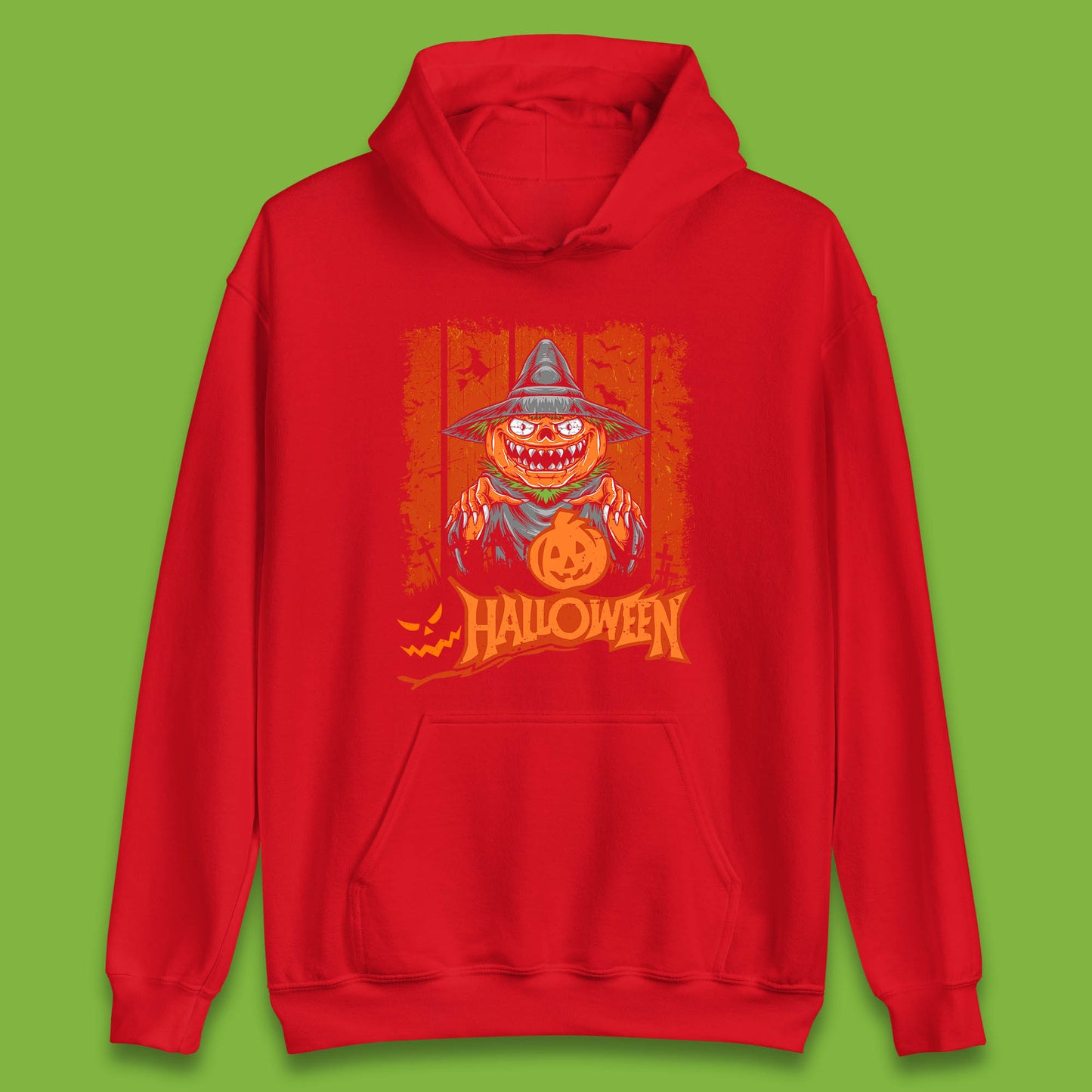 Halloween Pumpkin Head Scarecrow Jack O Lantern Pumpkin Head Horror Scary Vintage Retro Unisex Hoodie