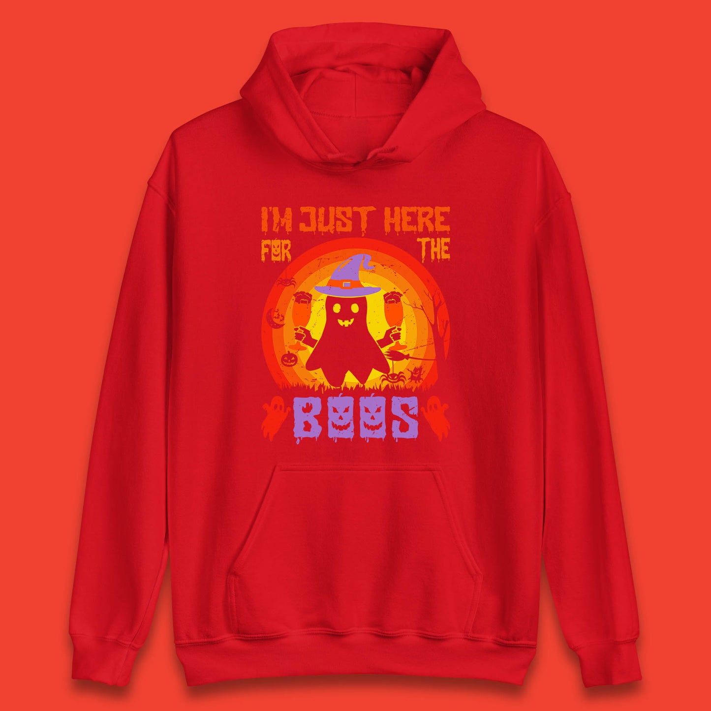 I'm Just Here For The Boos Halloween Boo Ghost Witch Hat Horror Scary Unisex Hoodie