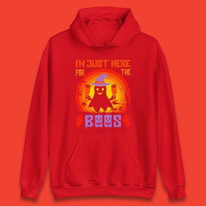 I'm Just Here For The Boos Halloween Boo Ghost Witch Hat Horror Scary Unisex Hoodie
