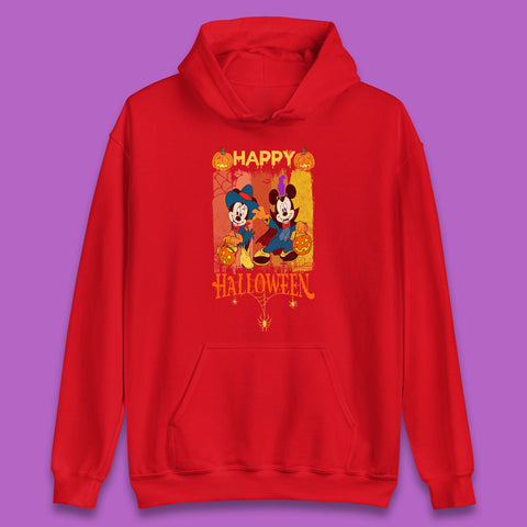 Happy Halloween Disney Witch Mickey Mouse Minnie Mouse Horror Scary Disneyland Trip Unisex Hoodie
