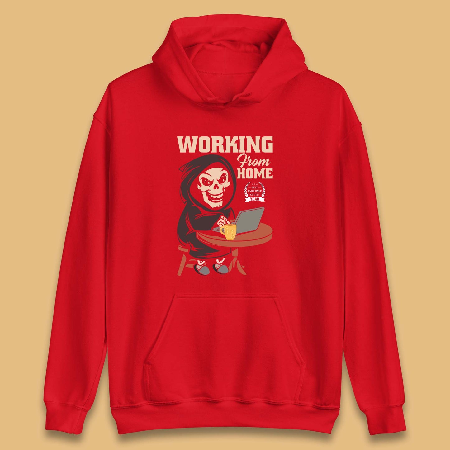 Working From Home Best Employee Of The Year Funny Death Halloween Unisex Hoodie