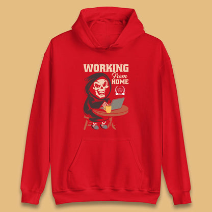Working From Home Best Employee Of The Year Funny Death Halloween Unisex Hoodie