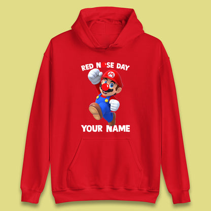 Personalised Super Mario Red Nose Day Unisex Hoodie
