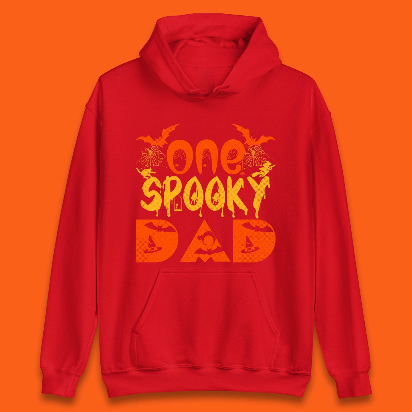 One Spooky Dad Happy Halloween Fall Season Dad Life Spooky Flying Bats Unisex Hoodie