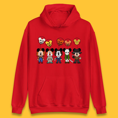 Disney Halloween Friends Horror Movie Characters Mickey Mouse Balloons Unisex Hoodie