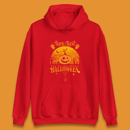 Trick Or Treat Halloween Pumpkin Haunted Trees Scary Spooky Season Unisex Hoodie