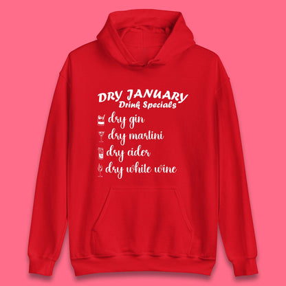 Dry January Drink Menu Unisex Hoodie