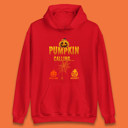 Halloween Pumpkin Calling Accept Decline Funny Jack O Lantern Horror Scary Phone Call Unisex Hoodie