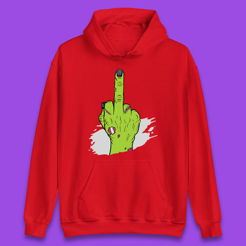 Halloween Green Zombie Hand Showing The Middle Finger Sarcastic Rude Unisex Hoodie