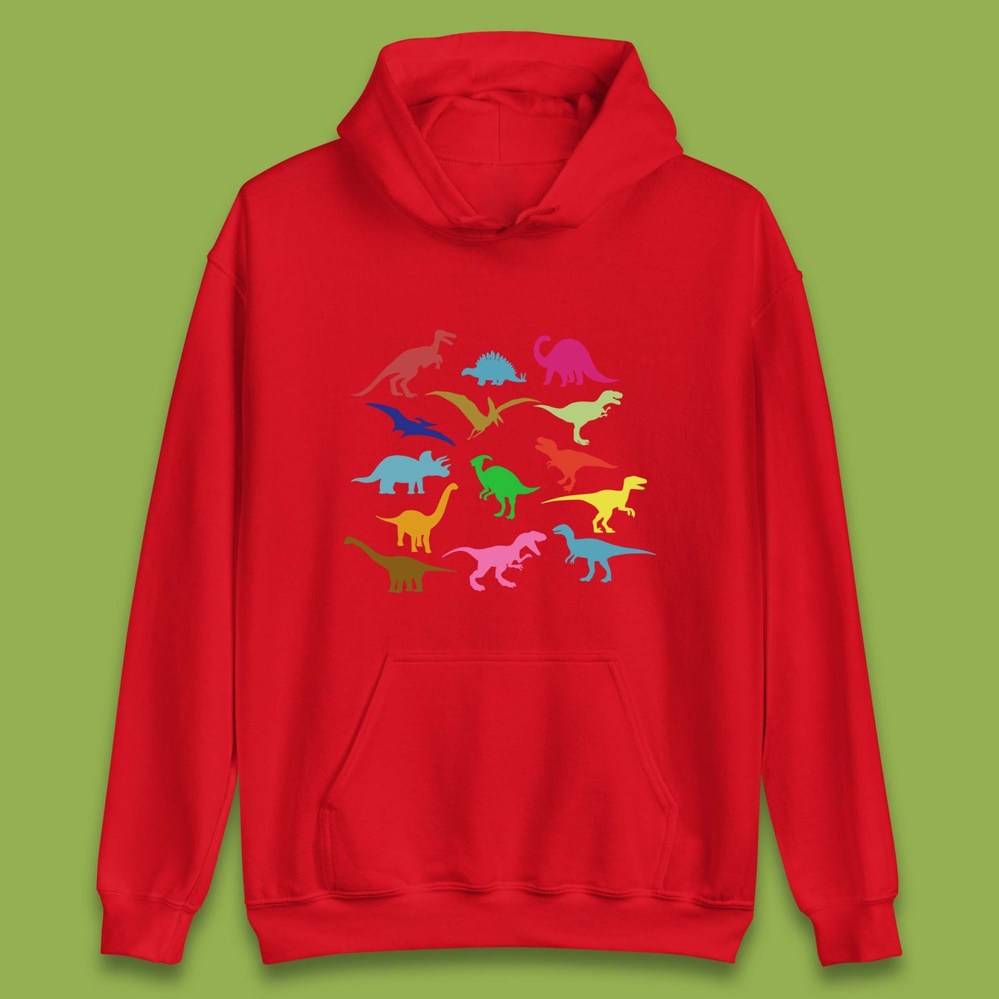 Colourful Dinosaurs Dino Fossil Dinosaurs Wild Nature Prehistoric Paleontology Velociraptor Unisex Hoodie