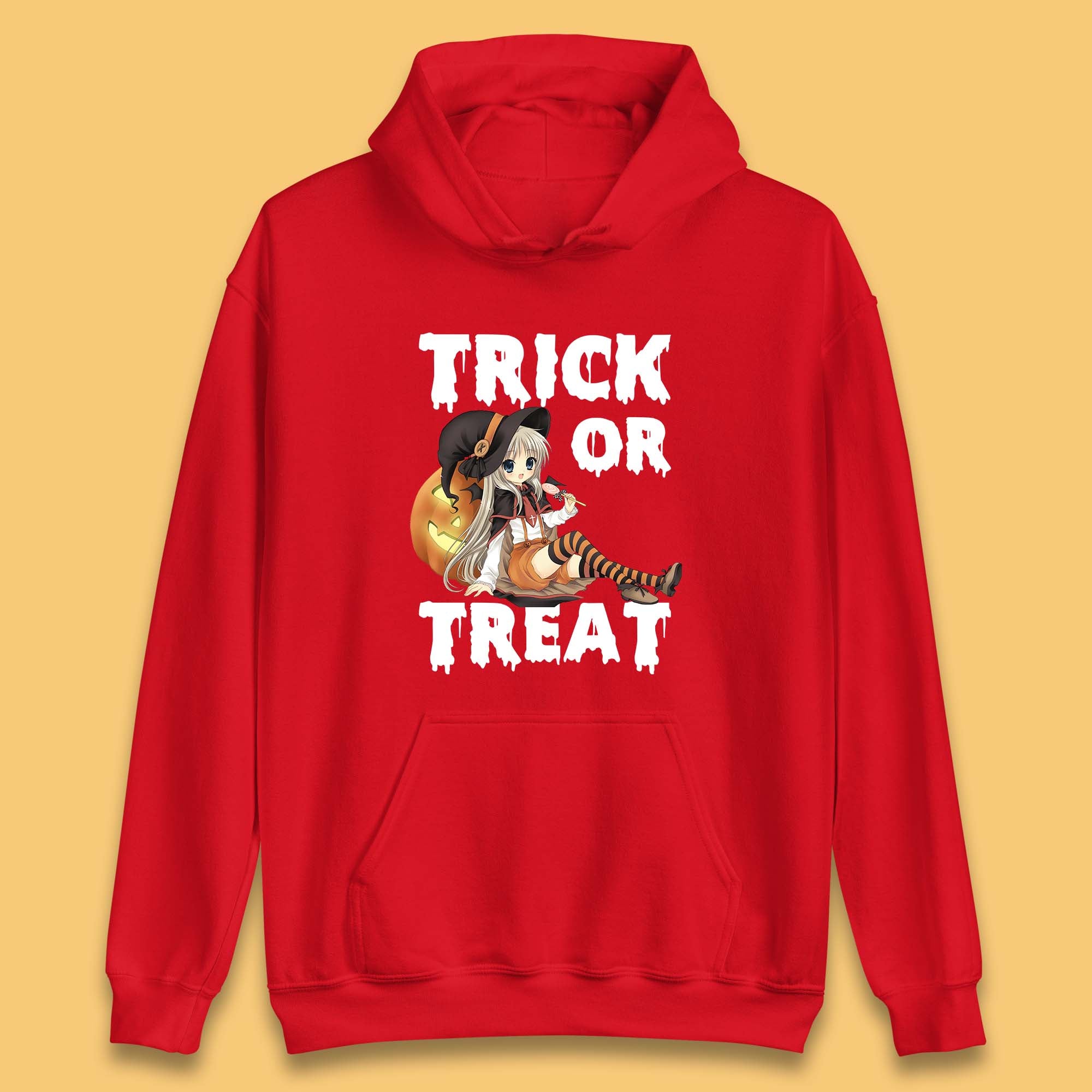 Trick Or Treat Halloween Witch Anime Horror Scary Pumpkin Halloween Costume Unisex Hoodie