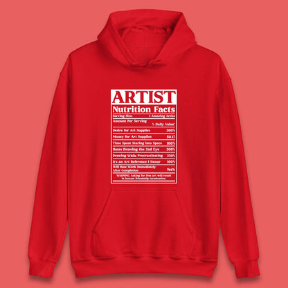 Artist Nutrition Facts Unisex Hoodie