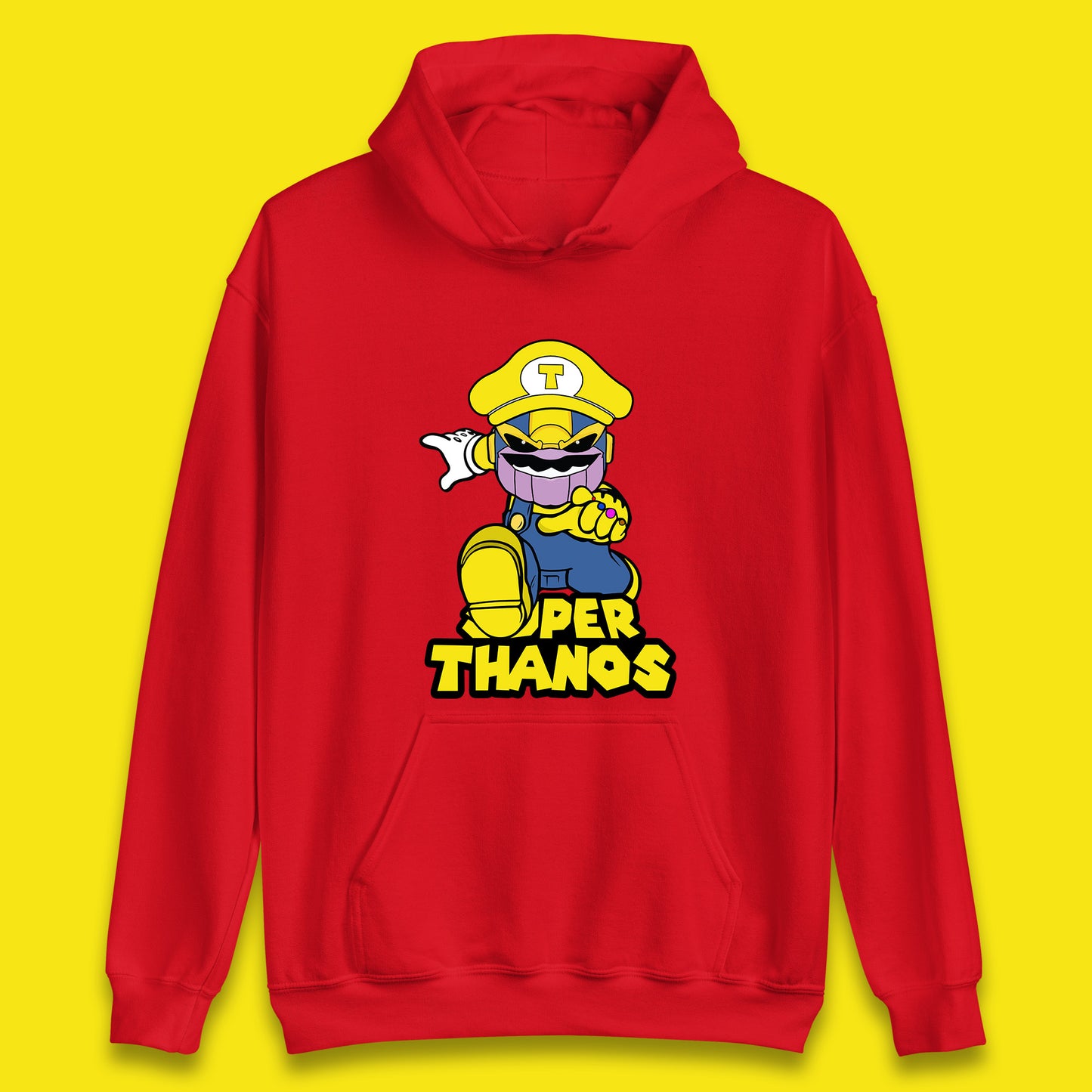 Super Thanos Marvel Infinity Gauntlet Super Mario Spoof Marvel Nintendo Game Series Wario Thanos Fictional Character Unisex Hoodie