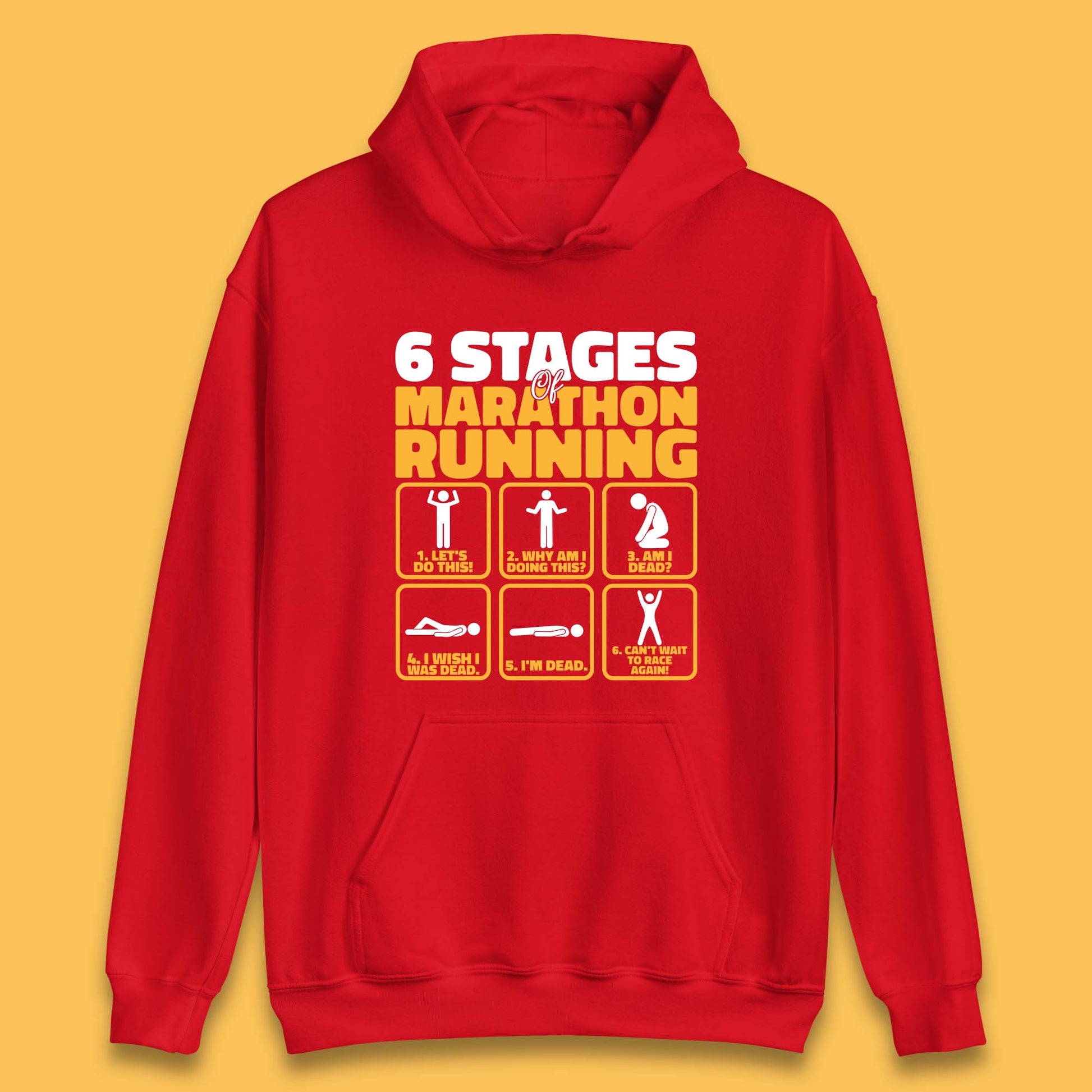 6 Stages Of Marathon Running Athletics Unisex Hoodie