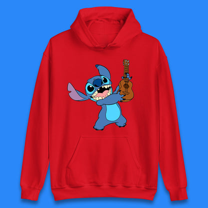 Disney Ohana Playing The Guitar Ohana Lilo & Stitich In Happy Mood Cartoon Character Disney World Unisex Hoodie
