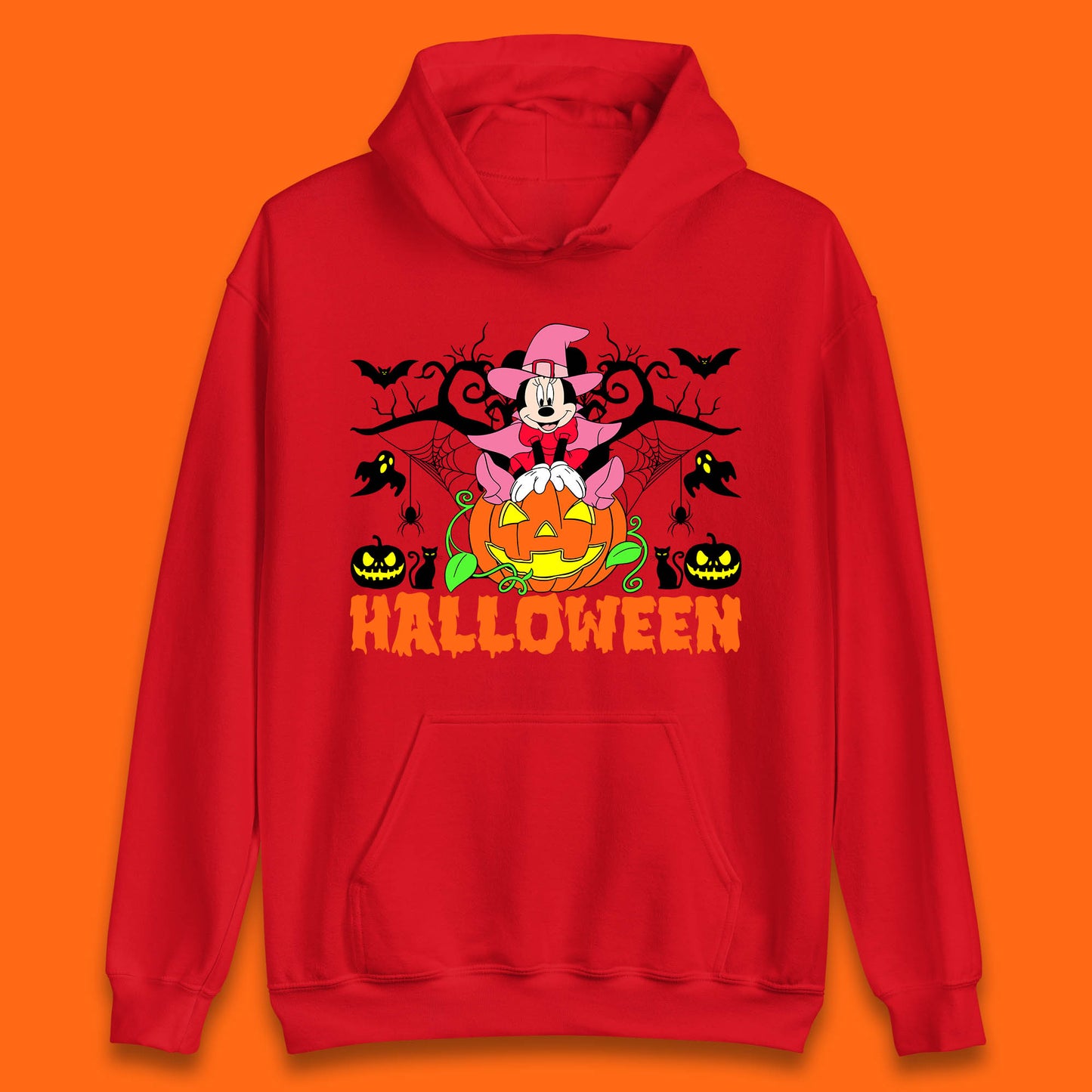 Disney Halloween Witch Minnie Mouse Sitting On Pumpkin Horror Scary Disneyland Trip Costume Unisex Hoodie