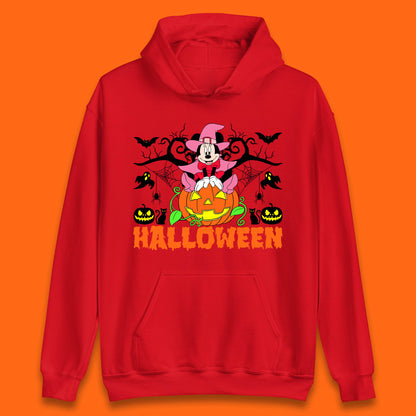 Disney Halloween Witch Minnie Mouse Sitting On Pumpkin Horror Scary Disneyland Trip Costume Unisex Hoodie