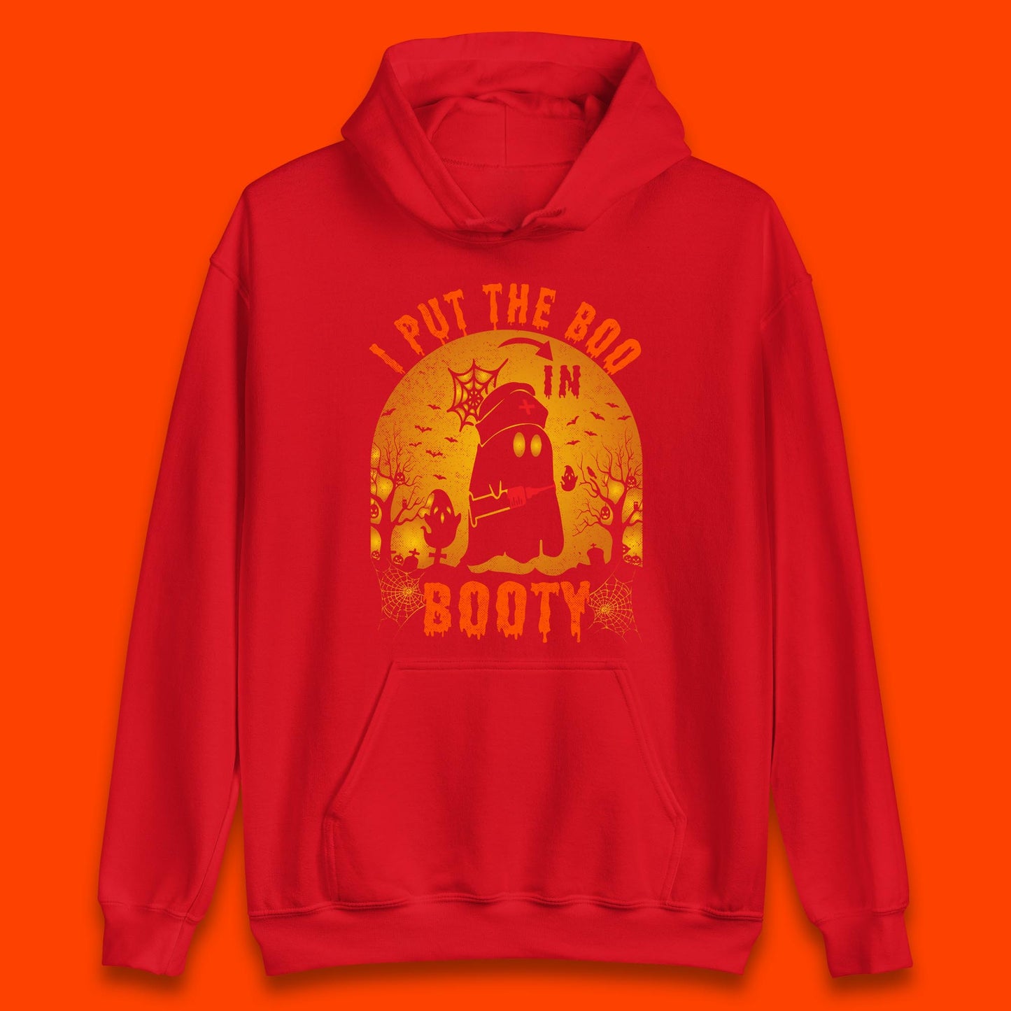 I Put The Boo In Booty Nurse Ghost Syringe Funny Halloween Nursing Boo Ghost Costume Unisex Hoodie