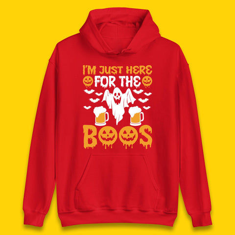 I'm Just Here For The Boos Halloween Boo Ghosts Drinking Beer Unisex Hoodie