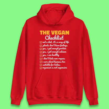 The Vegan Checklist Vegan Activism Funny Pro Vegetarian Checklist Unisex Hoodie