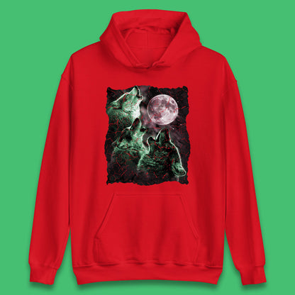 Three Wolf Howling At Moon Wild Free Wolves Three Wolf Dog Animal The Mountain Unisex Hoodie