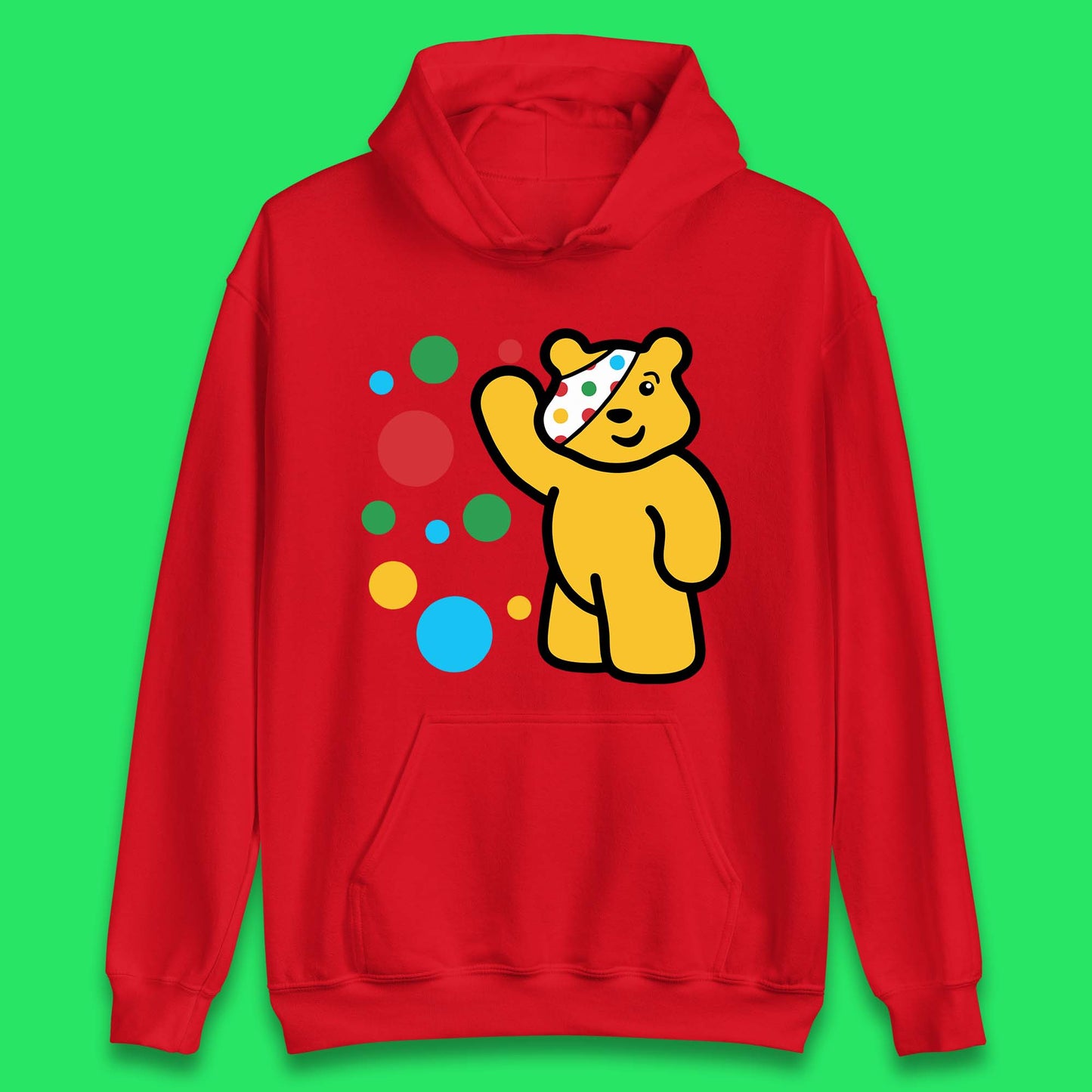 Spotty Pudsey Bear Hand Waving Dotty Spot Fundraising Children In Need Spotty Bear Spotty Day Unisex Hoodie