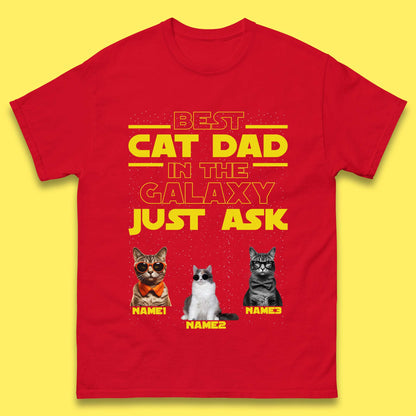 Personalised Best Cat Dad In The Galaxy Mens T-Shirt