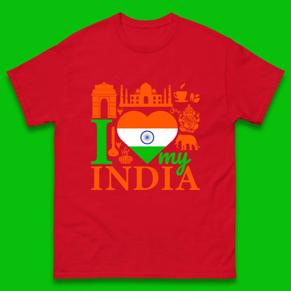 I Love My India Patriotic Indian Flag 15th August Independence Day Mens Tee Top