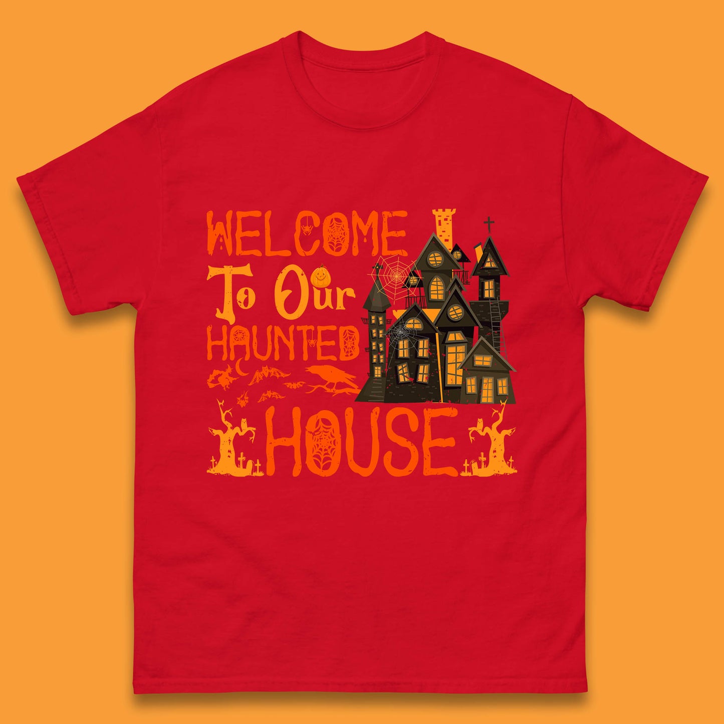 Welcome To Our Haunted House Halloween Horror Scary Spooky House Mens Tee Top