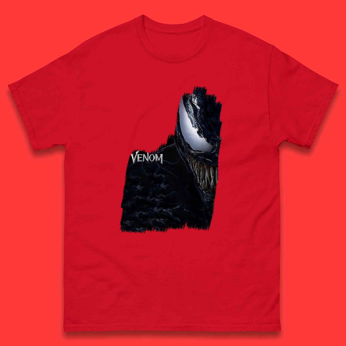 Angry Venom Amoled Half Face And Body Logo Marvel Avengers Superheros Movie Character Mens Tee Top