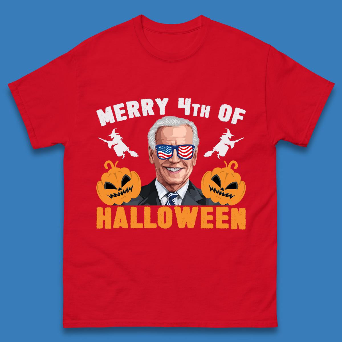 Merry 4th Of Halloween Funny Confused Joe Biden 4th Of July Mens Tee Top