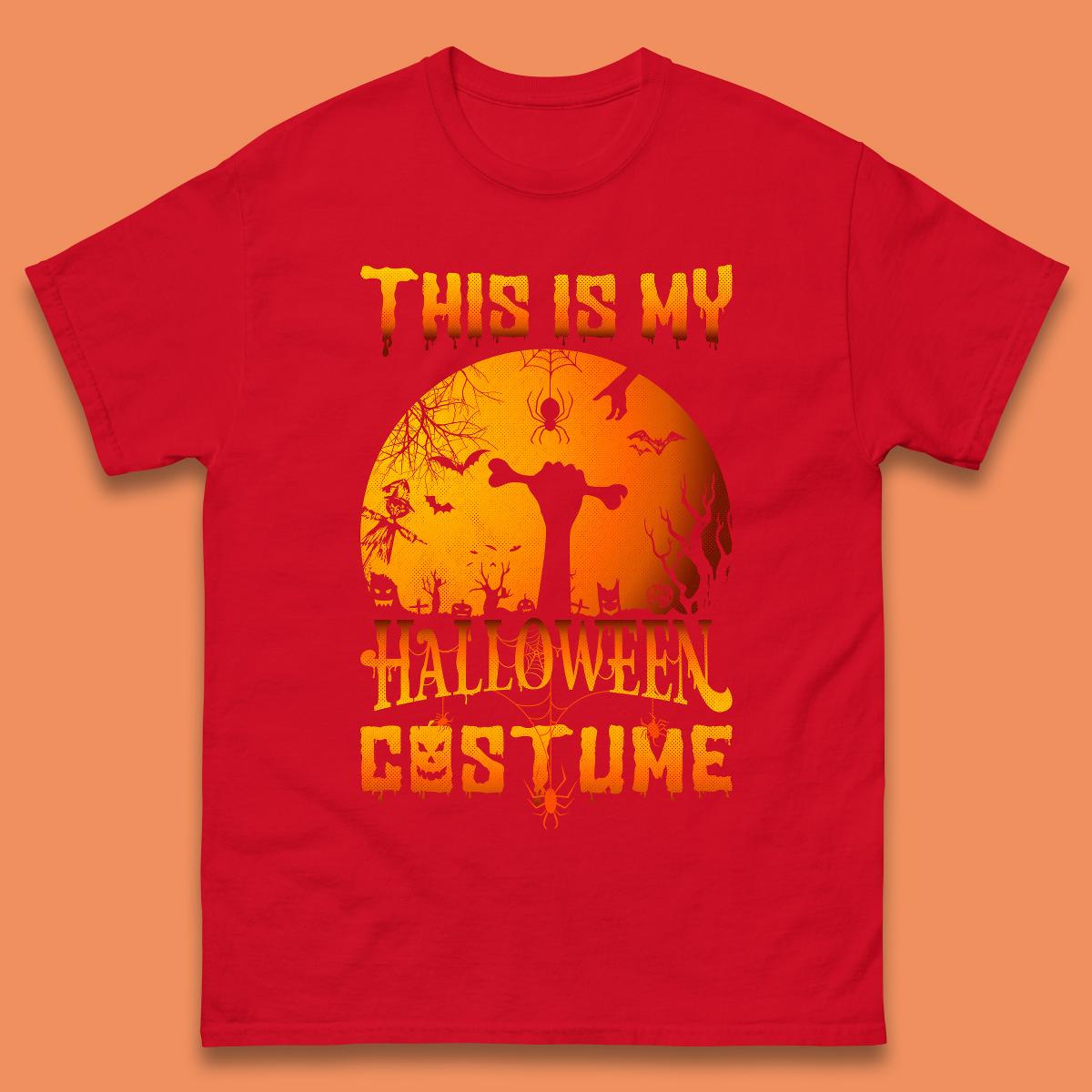 This Is My Halloween Costume Zombie Hand Rising Out Of A Graveyard & Holding Bone In Spooky Night Mens Tee Top