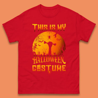 This Is My Halloween Costume Zombie Hand Rising Out Of A Graveyard & Holding Bone In Spooky Night Mens Tee Top