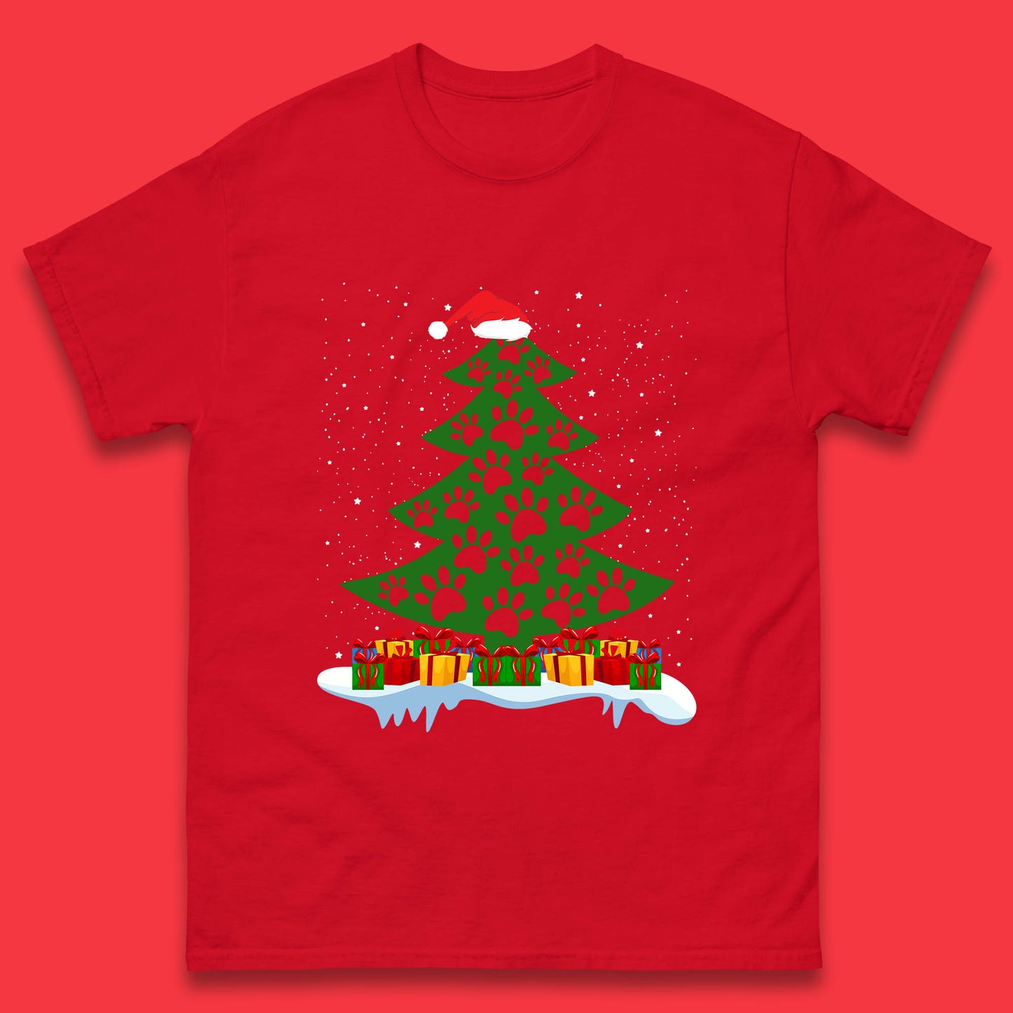christmas tree with paw prints of dogs t shirt