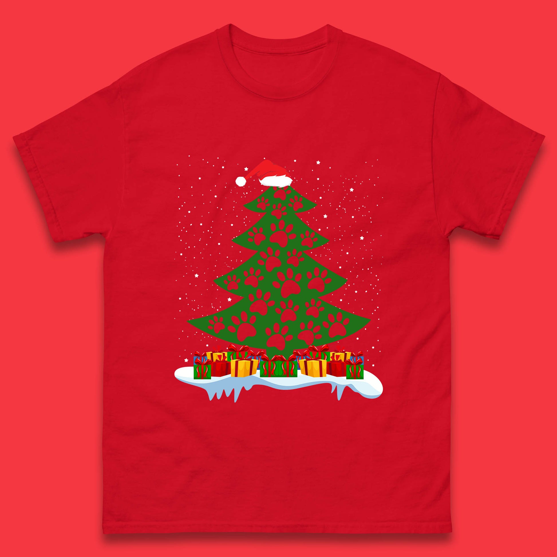 christmas tree with paw prints of dogs t shirt