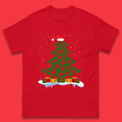 christmas tree with paw prints of dogs t shirt